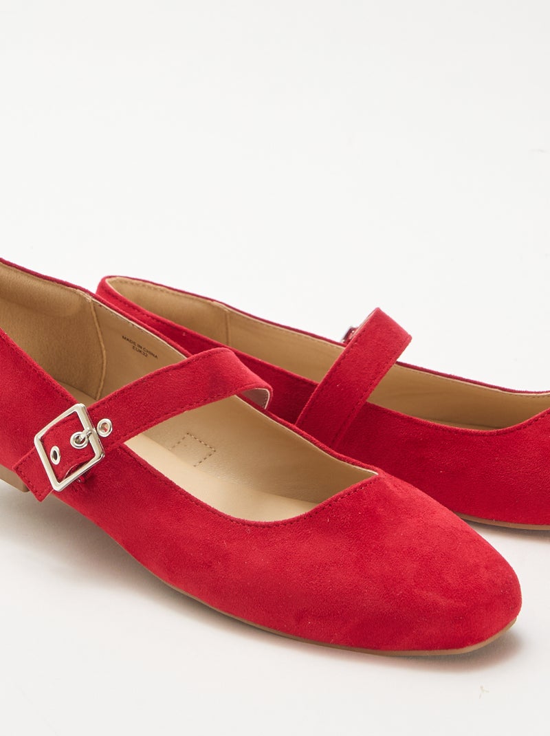 Ballerine con cinturino effetto borchiato Rosso - Kiabi