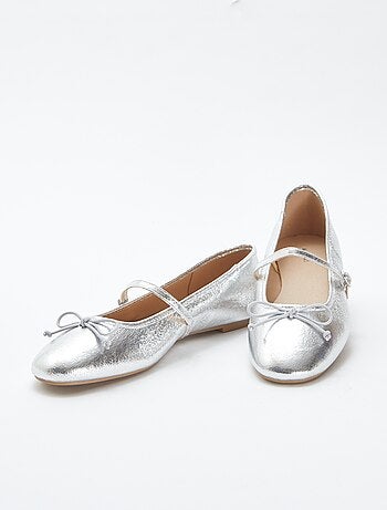 Ballerine con paillettes e fiocco fantasia