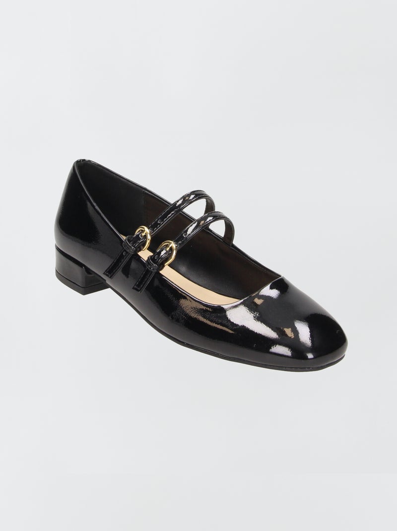 Ballerine con tacco in similpelle lucida NERO - Kiabi
