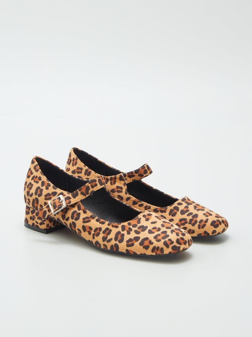 Ballerine con tacco motivo 'leopardato' - Kiabi