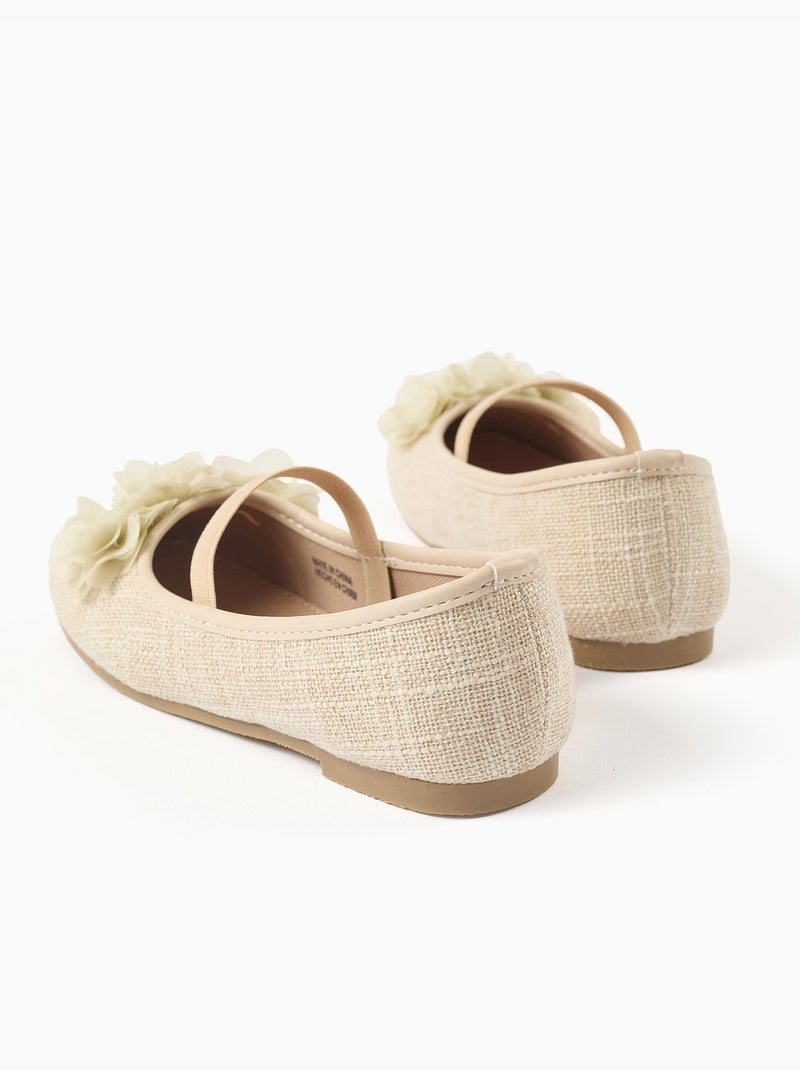 Ballerine in lino con fiori Beige - Kiabi