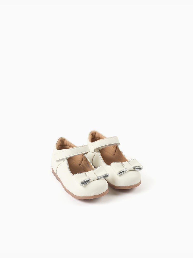 Ballerine in pelle con fiocco decorativo Bianco - Kiabi