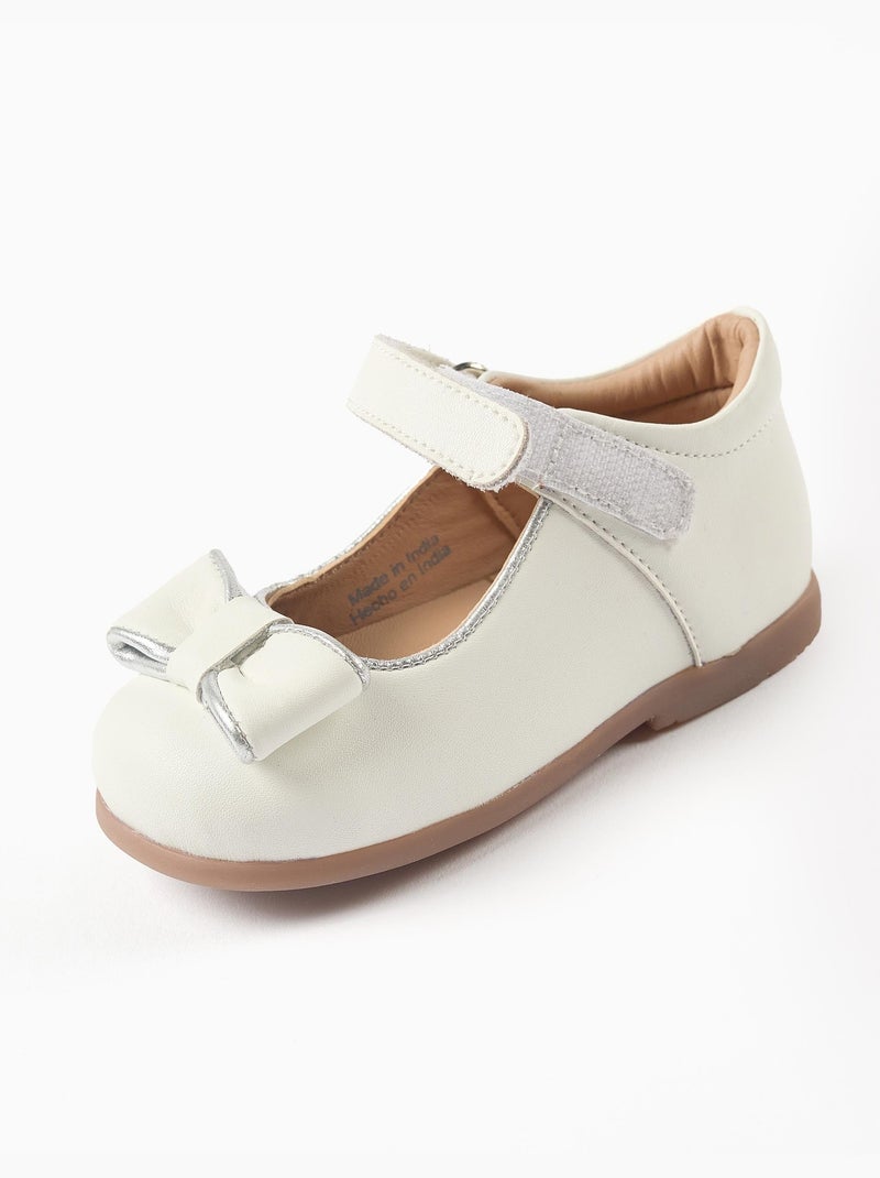 Ballerine in pelle con fiocco decorativo Bianco - Kiabi