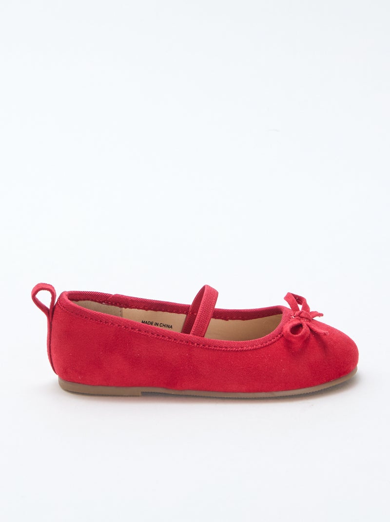 Ballerine in simil suede con cinturino Rosso - Kiabi