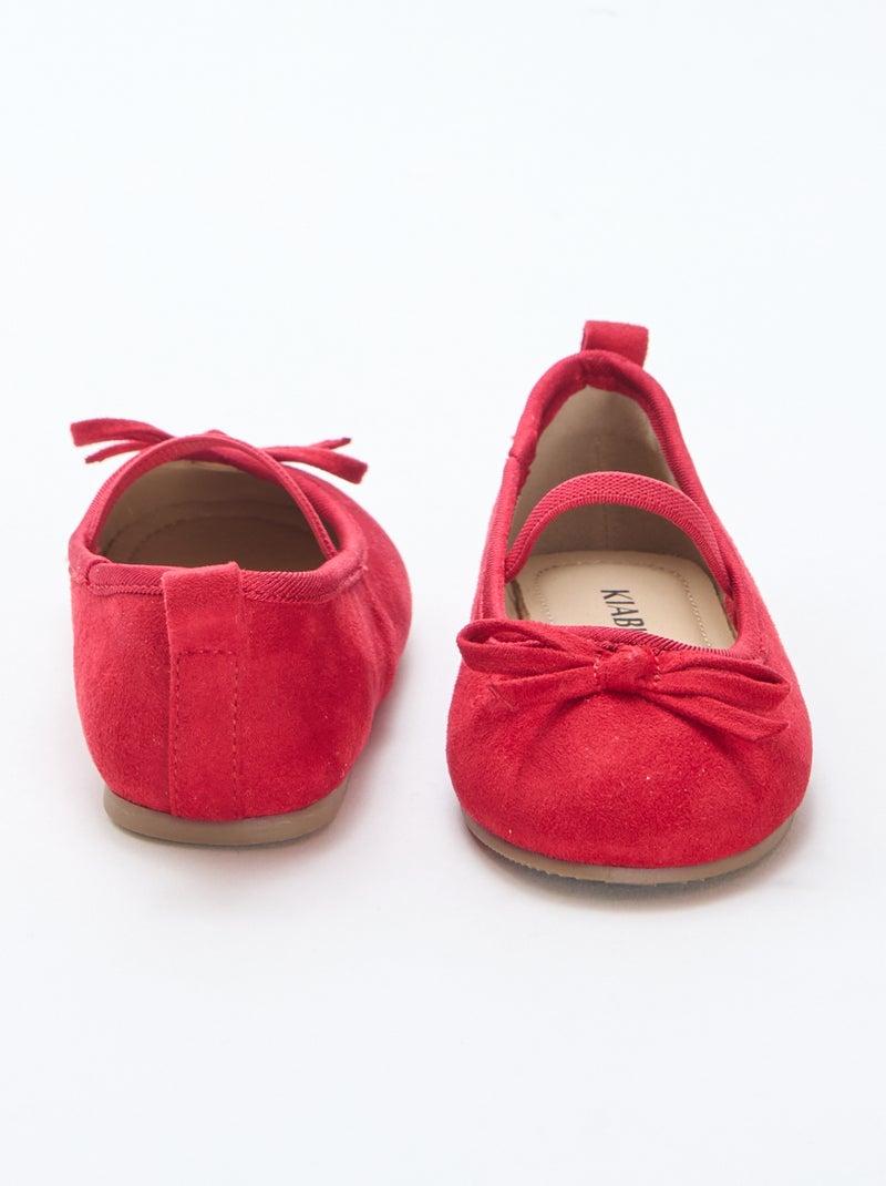 Ballerine in simil suede con cinturino Rosso - Kiabi