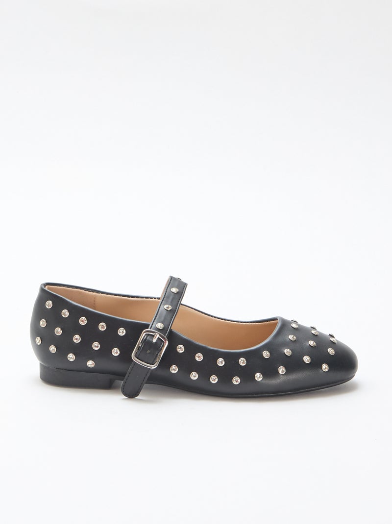 Ballerine in suedette con borchie Nero - Kiabi