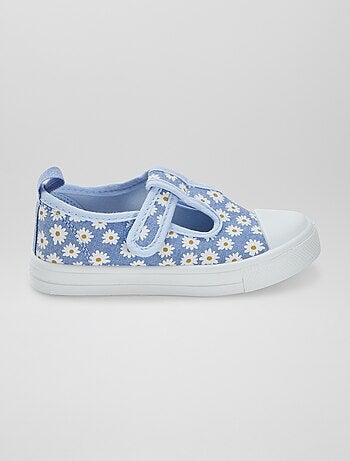 Ballerine in tela con chiusura a strappo