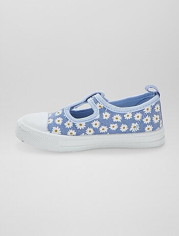 Ballerine in tela con chiusura a strappo