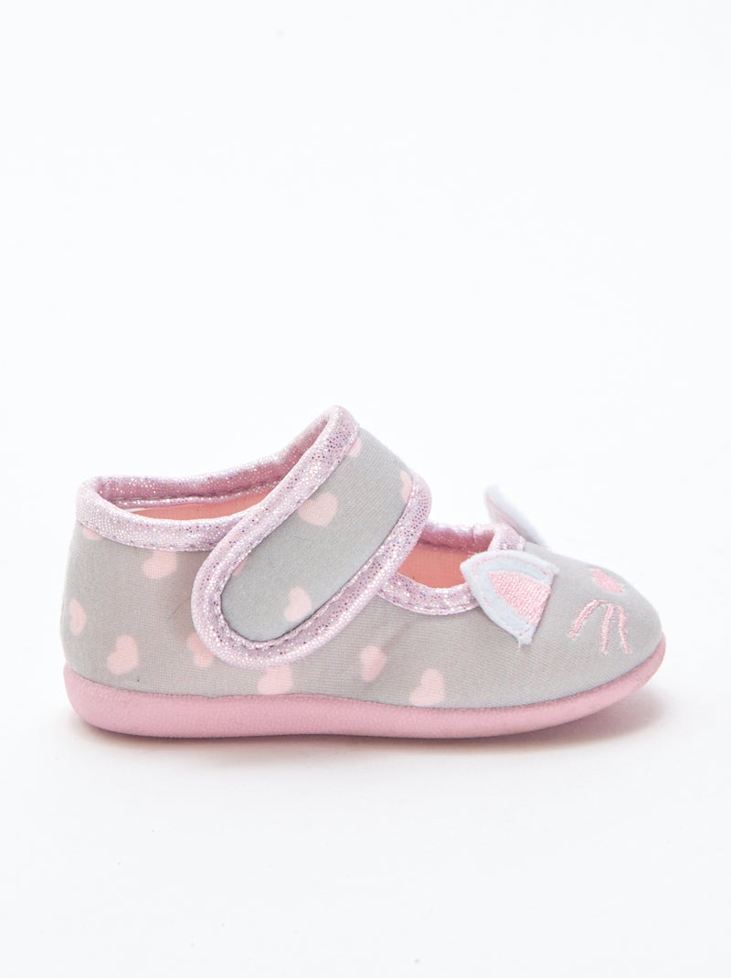 Ballerine pantofola animate con velcro Grigio - Kiabi