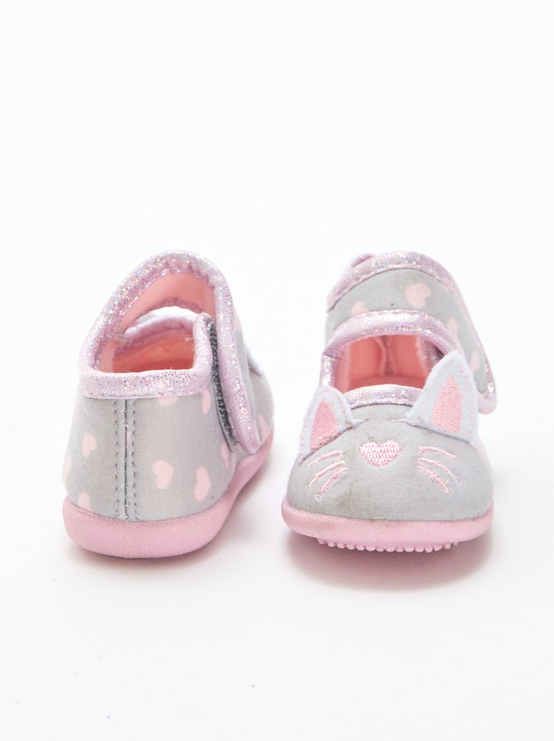 Ballerine pantofola animate con velcro Grigio - Kiabi