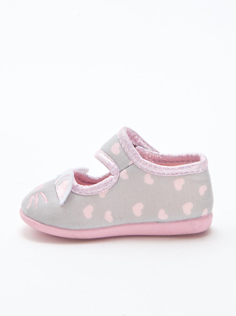 Ballerine pantofola animate con velcro Grigio - Kiabi