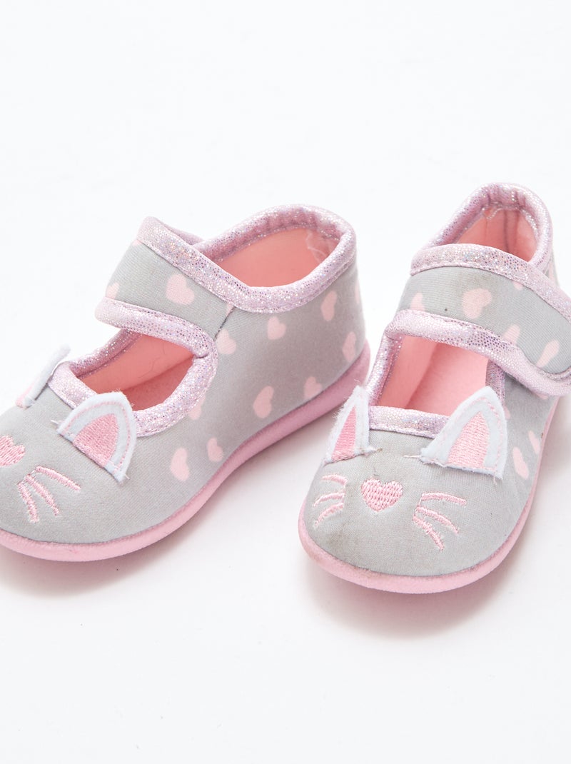 Ballerine pantofola animate con velcro Grigio - Kiabi
