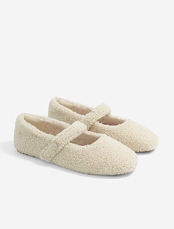 Ballerine piatte in maglia bouclé