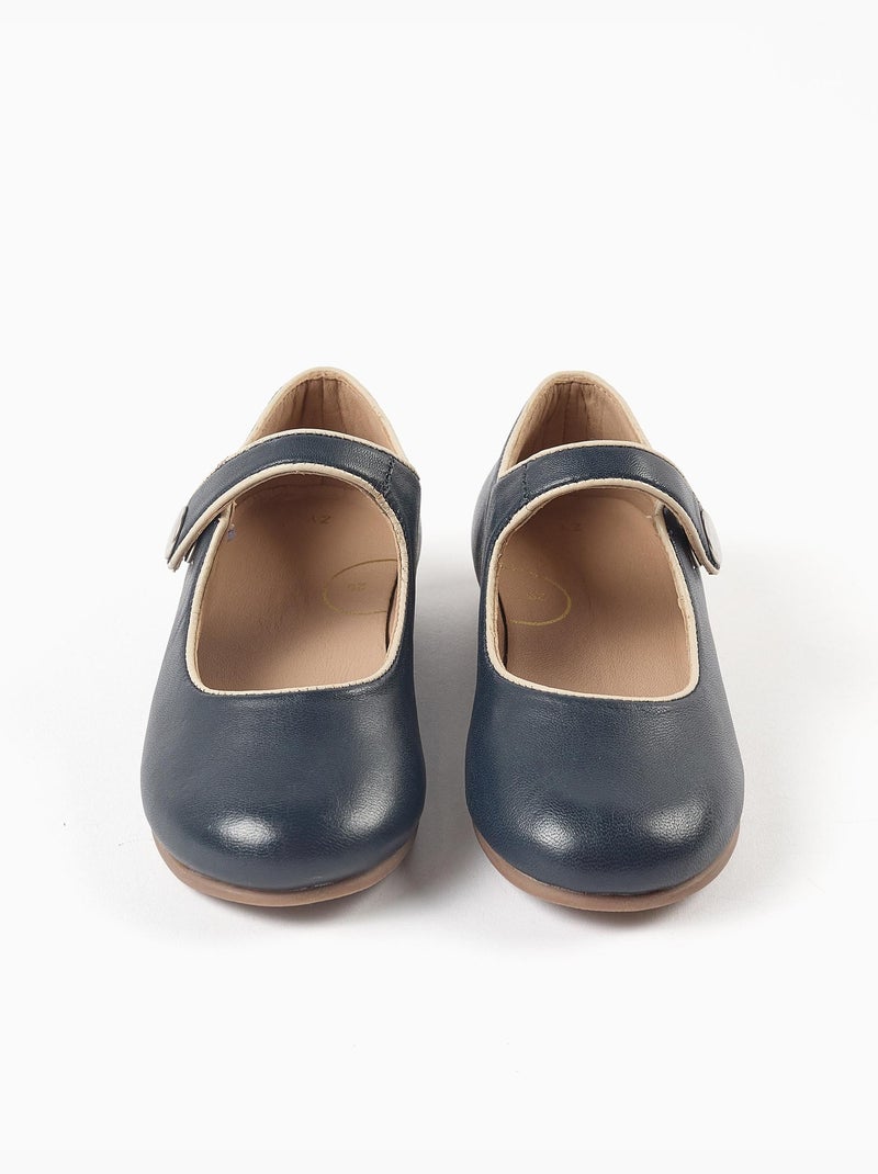 Ballerine t-bar in pelle Blu scuro - Kiabi