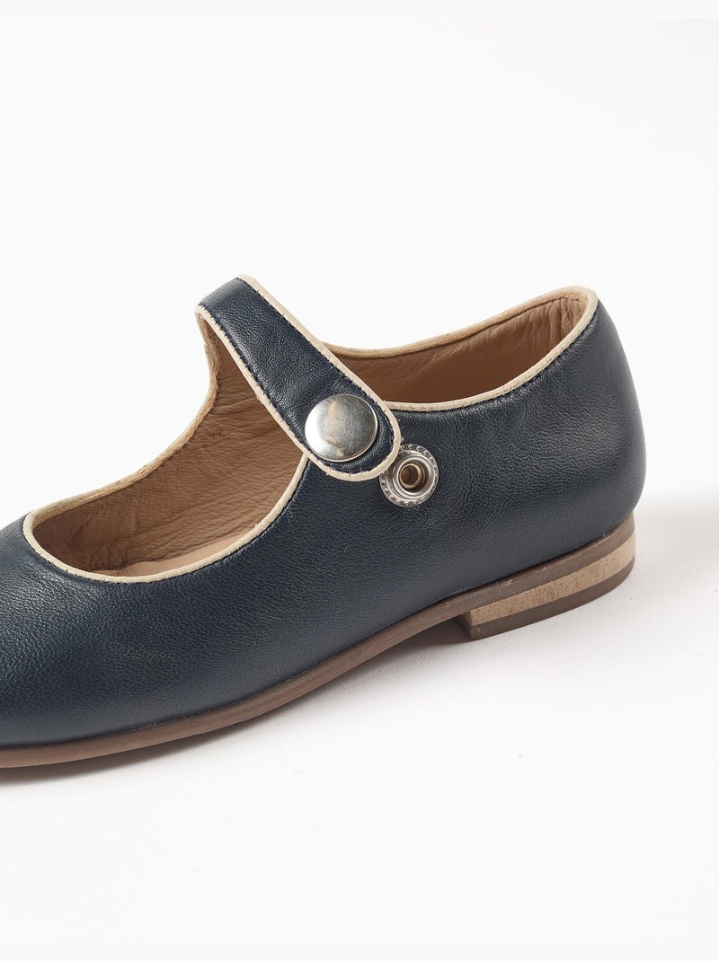 Ballerine t-bar in pelle Blu scuro - Kiabi