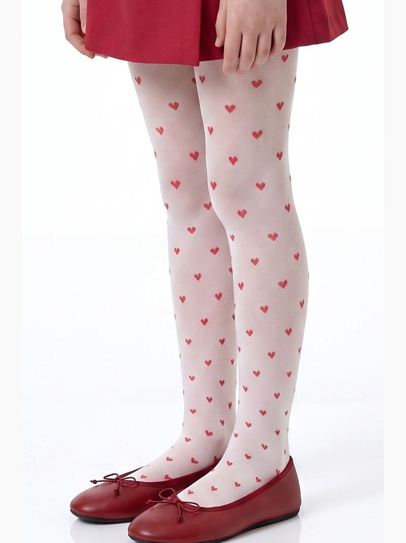 Bambina little heart collant con motivo a cuori penti Bianco Rosso - Kiabi