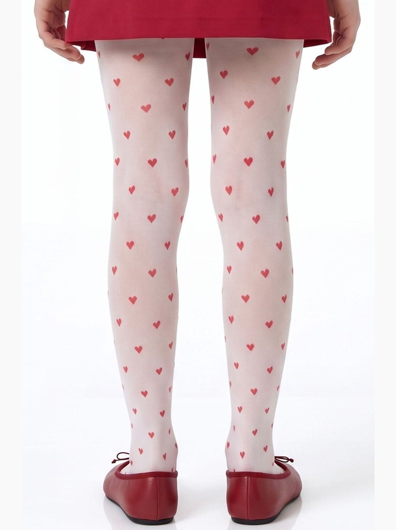 Bambina little heart collant con motivo a cuori penti Bianco Rosso - Kiabi