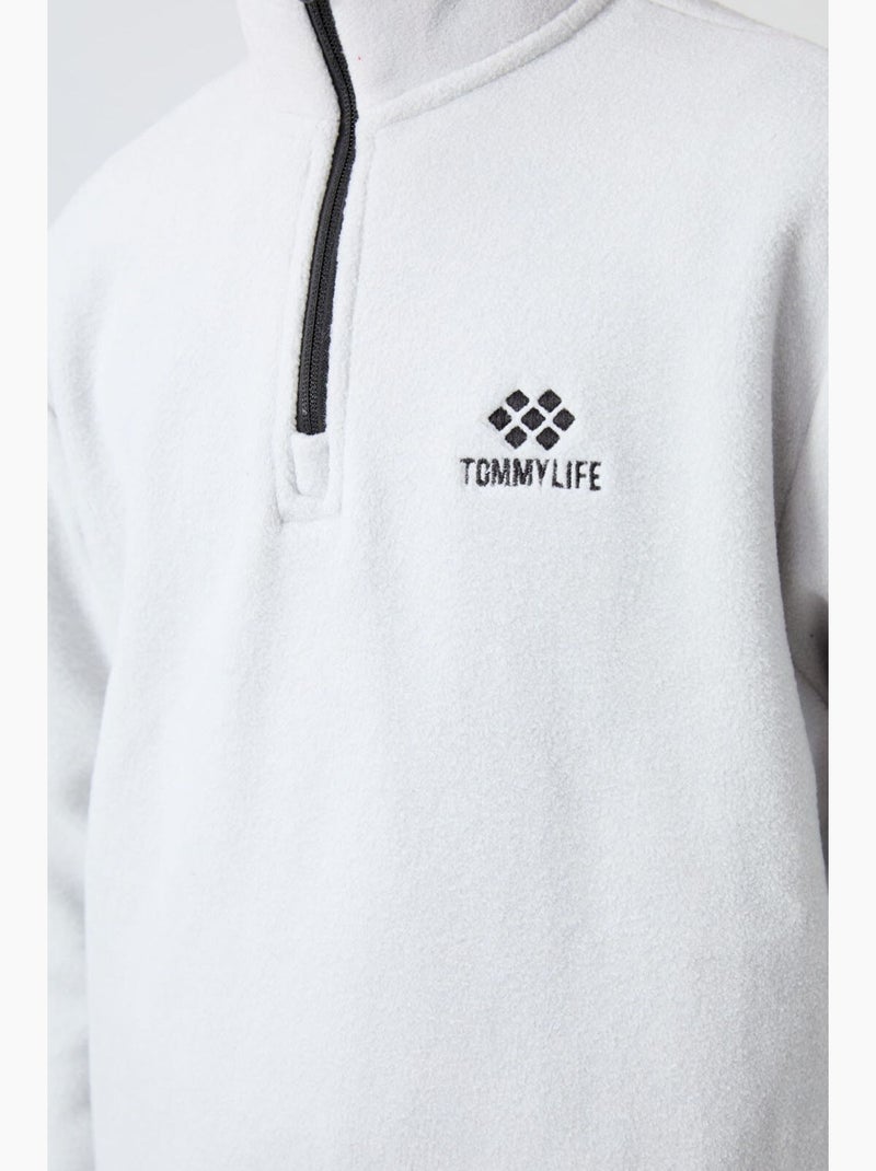 Bambino felpa mezza zip ricamata tommy Grigio chiaro - Kiabi