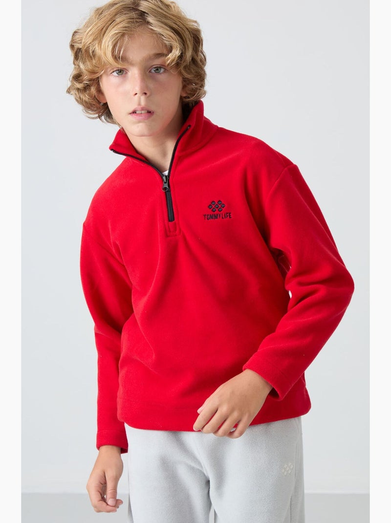 Bambino felpa mezza zip ricamata tommy Rosso - Kiabi