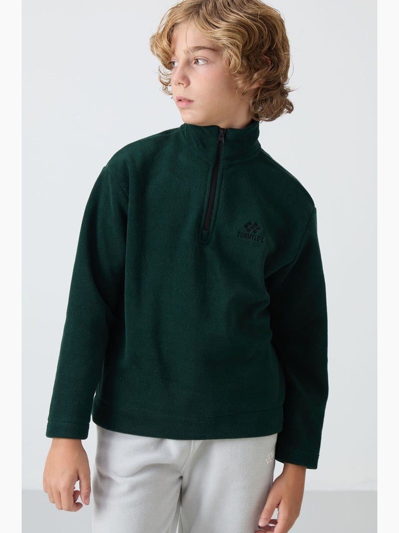 Bambino felpa mezza zip ricamata tommy Verde scuro - Kiabi