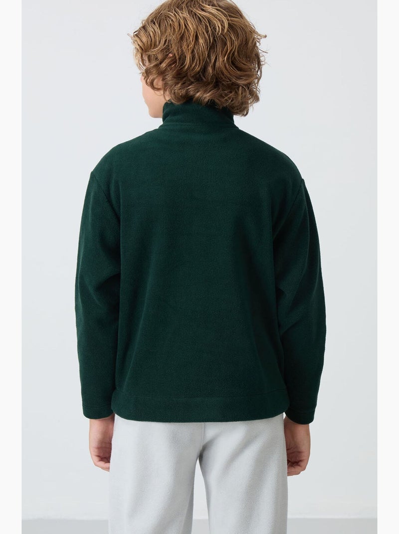 Bambino felpa mezza zip ricamata tommy Verde scuro - Kiabi