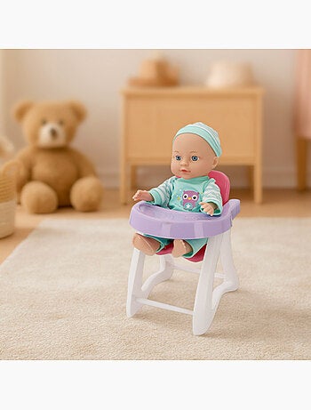 Bambola bebè 30 cm con seggiolone e accessori colorbaby's