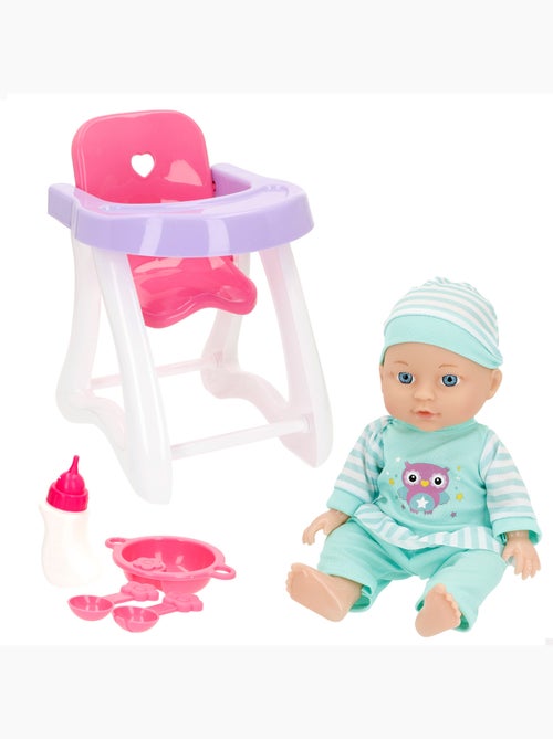 Bambola bebè 30 cm con seggiolone e accessori colorbaby's - Kiabi