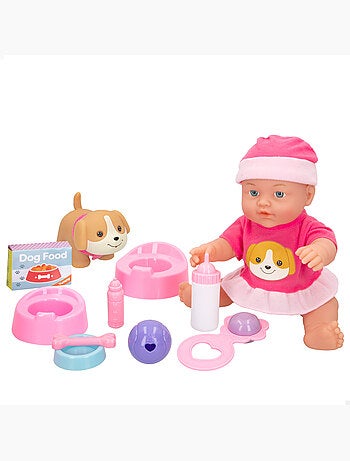 Bambola con cane e accessori colorbaby