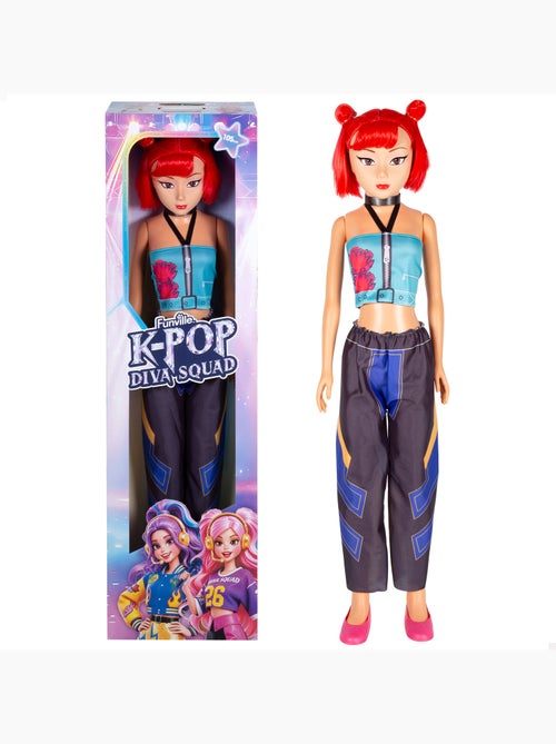 Bambola grande 105 cm capelli rossi +3 anni k-pop diva squad - Kiabi