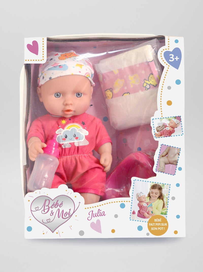 Bambolotto bebè 'Julia' di 'Bébé et Moi' bianco/rosa - Kiabi