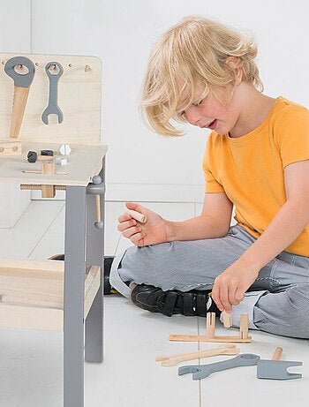 Banco da lavoro in legno per bambini con accessori da bricolage – "Roba