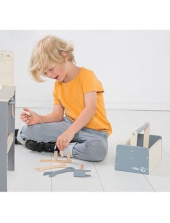 Banco da lavoro in legno per bambini con accessori da bricolage – "Roba