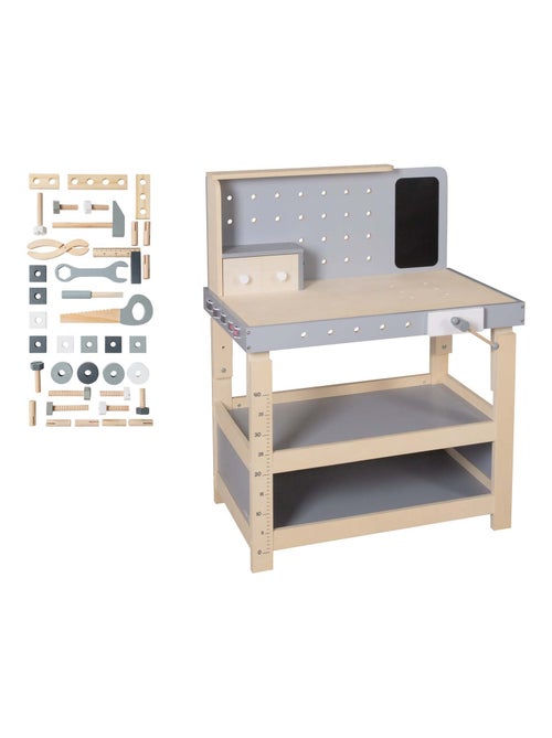 Banco da lavoro in legno per bambini, regolabile in altezza + 38 accessori – "Roba" - Kiabi