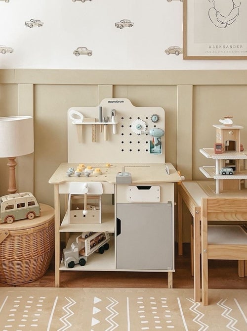 Banco da lavoro legno bimbi con trapano 74 pezzi Mamabrum - Kiabi