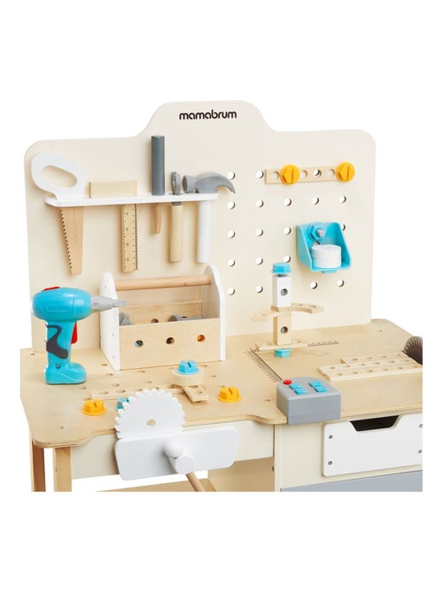 Banco da lavoro legno bimbi con trapano 74 pezzi Mamabrum - Kiabi