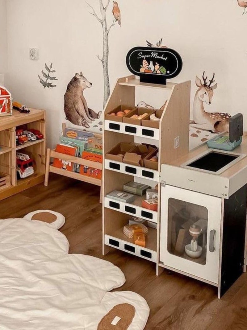 Banco mercato in legno per bambini – negozio giochi con accessori e alimenti giocattolo N/D - Kiabi