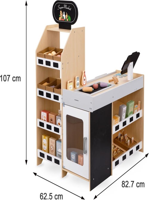 Banco mercato in legno per bambini – negozio giochi con accessori e alimenti giocattolo - Kiabi