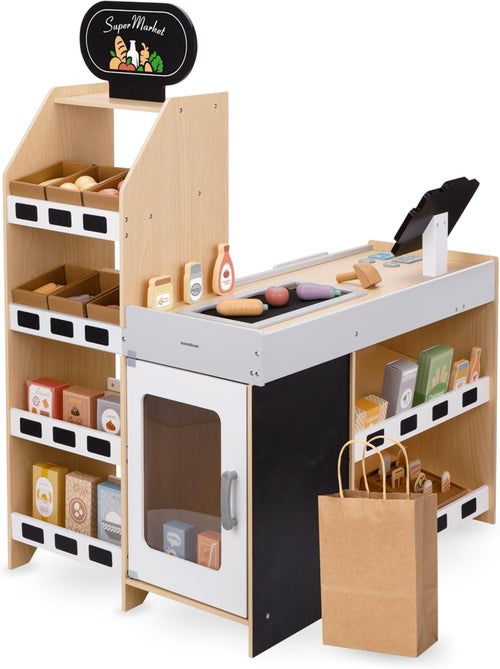 Banco mercato in legno per bambini – negozio giochi con accessori e alimenti giocattolo - Kiabi