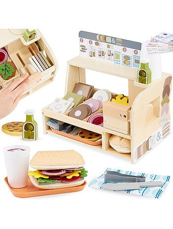 Banco sandwich in legno con accessori – gioco di ruolo cucina per bambini 3+
