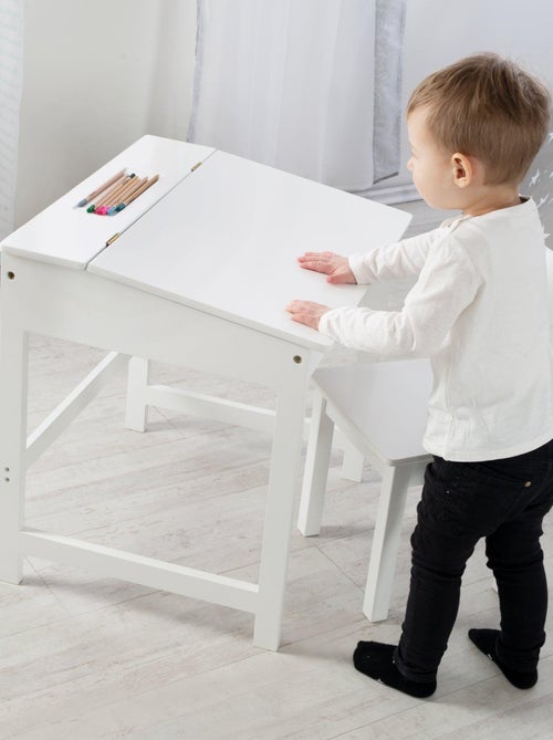 Banco scuola con vano portaoggetti e sedia in legno per bambini "Roba" - Kiabi