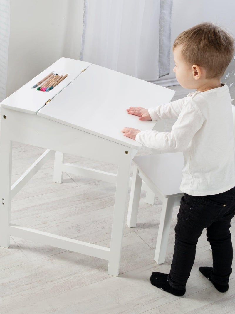 Banco scuola con vano portaoggetti e sedia in legno per bambini "Roba" Bianco - Kiabi