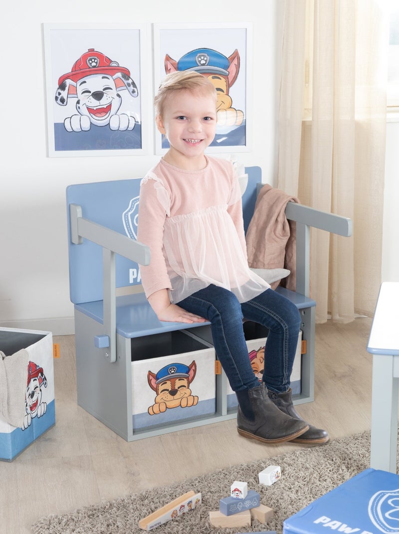 Banco scuola e panca 2‑in‑1 + 2 contenitori "Roba Paw Patrol" Blu grigio - Kiabi