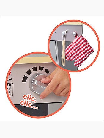 Barbecue giocattolo portatile in legno con lavagna e 9 accessori woomax