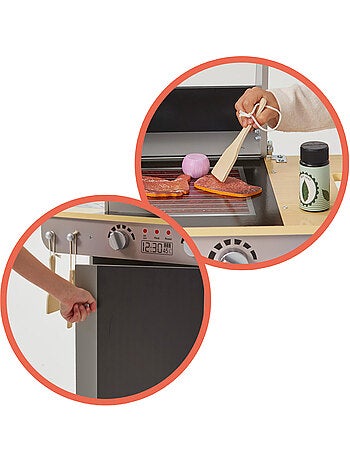 Barbecue giocattolo portatile in legno con lavagna e 9 accessori woomax