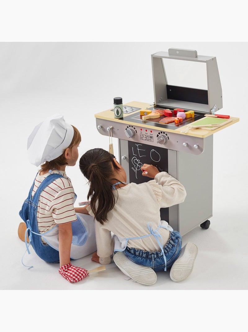 Barbecue giocattolo portatile in legno con lavagna e 9 accessori woomax N/D - Kiabi