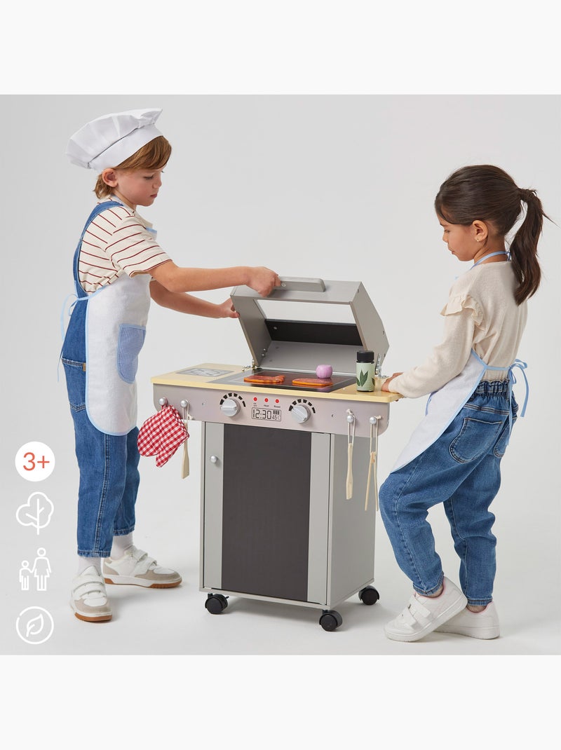 Barbecue giocattolo portatile in legno con lavagna e 9 accessori woomax N/D - Kiabi