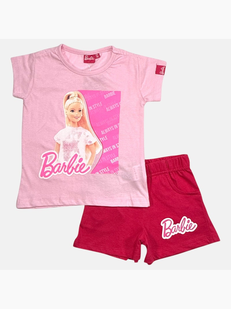 Barbie - Completo maglietta e short Rosa - Kiabi