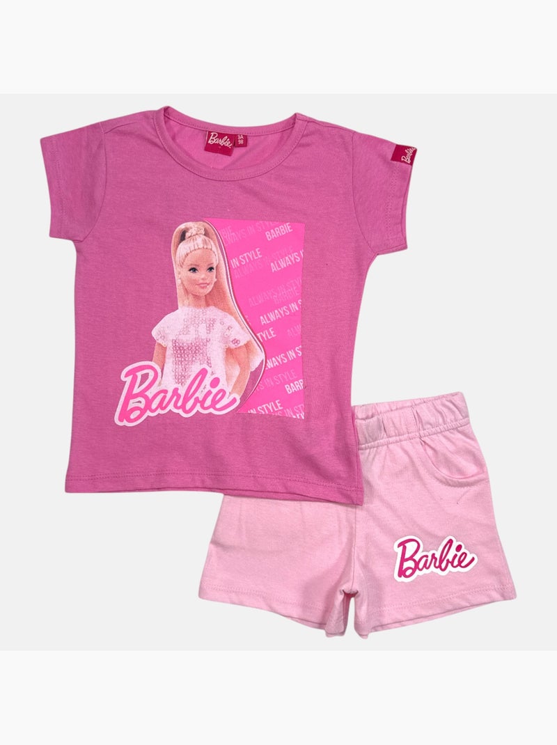Barbie - Completo maglietta e short Rosa scuro - Kiabi