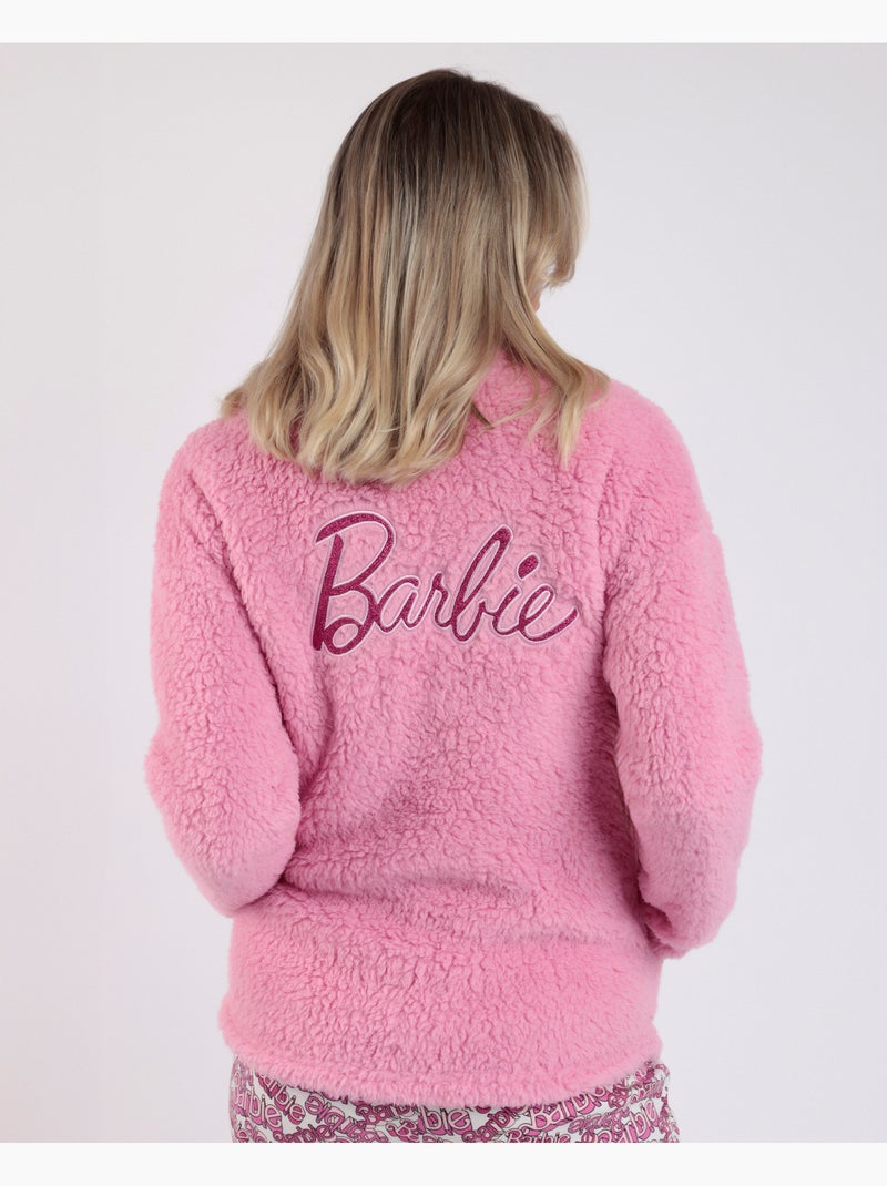 BARBIE Accappatoio caldo a maniche lunghe in pelle di pecora dolce da donna Rosa - Kiabi
