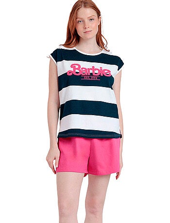 BARBIE Pigiama a righe con maniche a sbuffo da donna